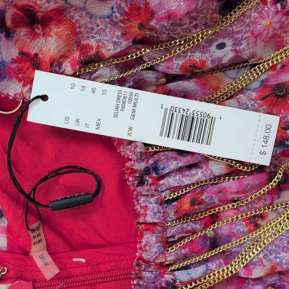 Tahari Seliah Dress Floral With Gold Chain Accents NWT - Picture 12 of 14